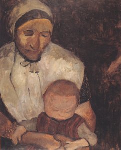 Mulher do fazendeiro sentado com criança no colo de Paula Modersohn-Becker